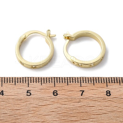 Brass Micro Pave Clear Cubic Zirconia Hoop Earrings EJEW-H125-18G-1
