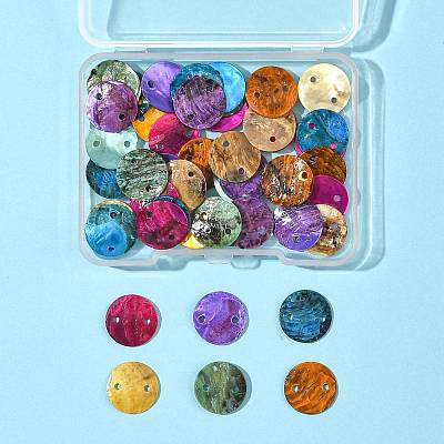 56Pcs 6 Colors Spray Painted Natural Akoya Shell Connector Charms BSHE-FS0001-12-1