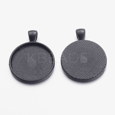 Electrophoresis Alloy Flat Round Pendant Cabochon Settings X-PALLOY-Q304-16-NR-1