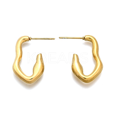 Ion Plating(IP) 304 Stainless Steel C-shape Stud Earrings EJEW-P197-03G-1