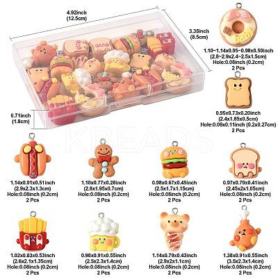 20Pcs 10 Styles Opaque Resin Imitation Food Pendants CRES-FS0001-24-1