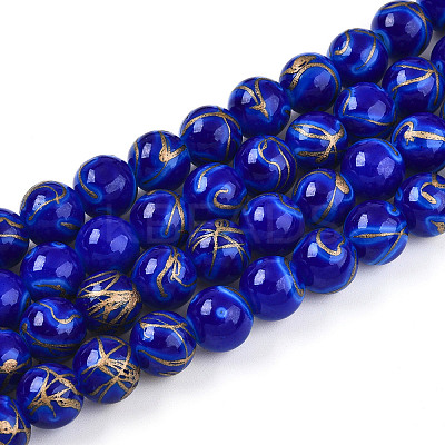 Baking Paint Glass Beads Strands DGLA-N010-10mm-05-1