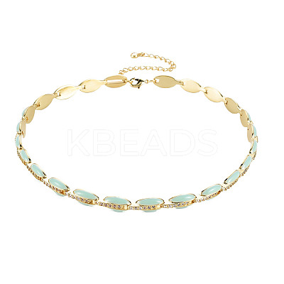 Brass Micro Pave Cubic Zirconia Link Tennis Necklaces for Women NJEW-T013-01G-05-1