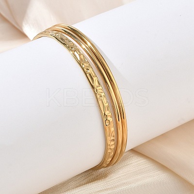 Two Tone 304 Stainless Steel Multi-strand Bangles for Women BJEW-F540-06GP-1