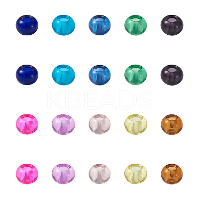 100Pcs 10 Colors Transparent Glass European Beads GLAA-CD0001-12-1
