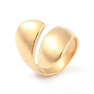 Ion Plating(IP) 304 Stainless Steel Plain Band Wrap Cuff Ring RJEW-L103-01D-G-1