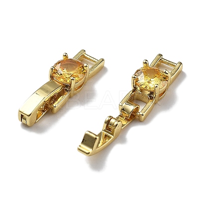 Rack Plating Brass Micro Pave Cubic Zirconia Watch Band Clasps KK-A234-016G-04-1
