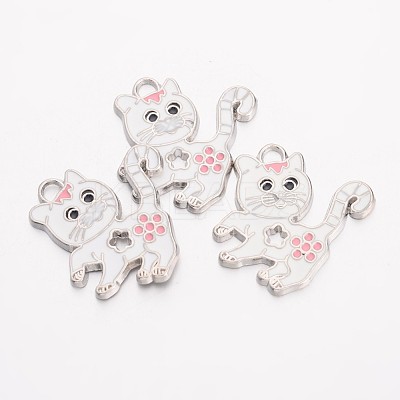 Alloy Enamel Kitten Pendants X-EA556Y-1-1