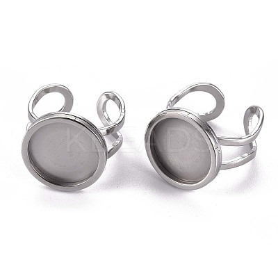 Non-Tarnish 201 Stainless Steel Cuff Pad Ring Settings X-STAS-S080-040C-P-1