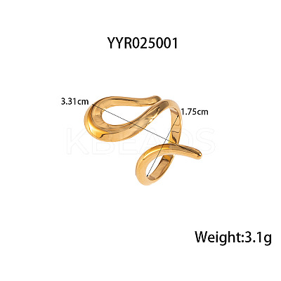 304 Stainless Steel Snake-Shaped Cuff Rings for Women FT0606-1-1