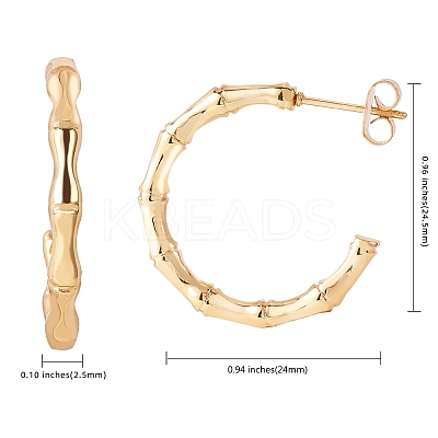 304 Stainless Steel Bamboo Stud Earrings for Women JE1105A-1