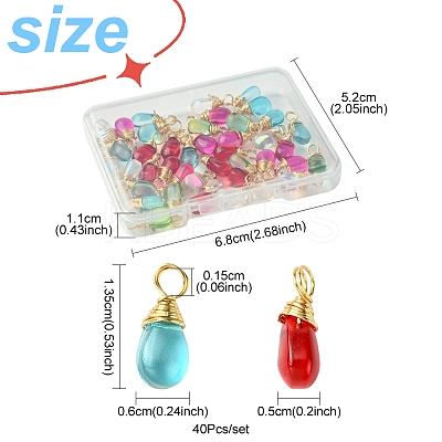 40Pcs 5 Colors Transparent Glass Charms PALLOY-FS00023-1