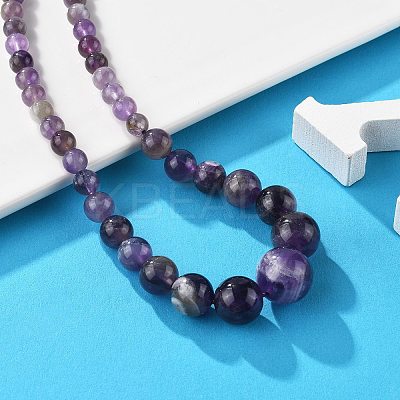 Natural Amethyst Graduated Beads Necklaces and Bracelets Jewelry Sets SJEW-L132-01-1