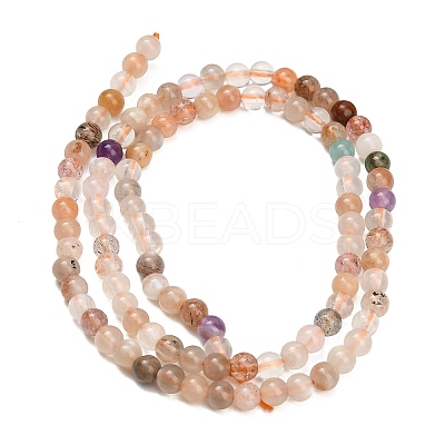 Natural Moonstone & Amazonite & Amethyst & Strawberry Quartz Beads Strands G-A324-A01-4mm-1