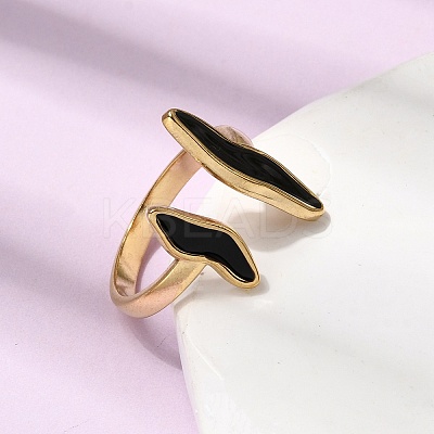 Wave Irregular 304 Stainless Steel Open Cuff Rings for Women RJEW-A091-19G-1