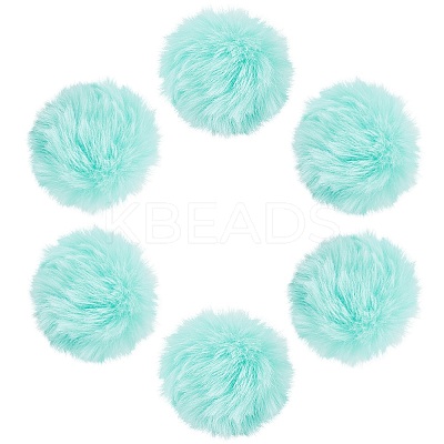 12Pcs Handmade Faux Rabbit Fur Pom Pom Ball Covered Pendants WOVE-SC0001-06E-1