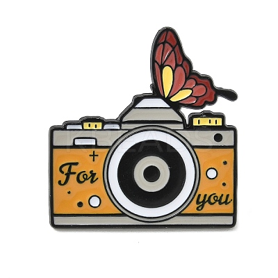 Camera with Butterfly Enamel Pins JEWB-D308-02B-EB-1