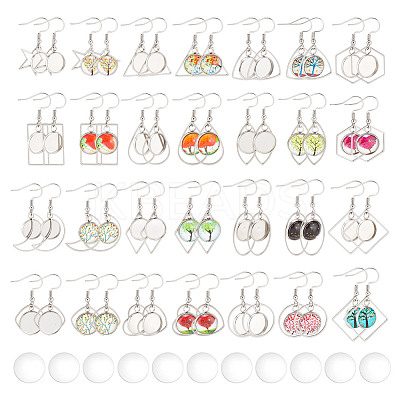 DIY Blank Dome Stainless Steel Dangle Earrings Making Kits DIY-AN0001-09P-1