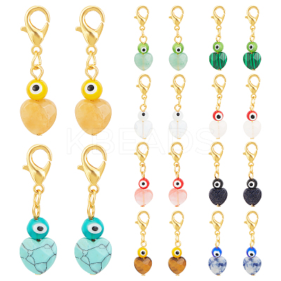 20Pcs 10 Colors Natural Gemstone Pendant Decoration HJEW-PH0001-44-1