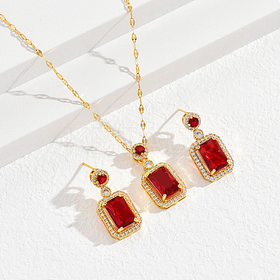 Brass Micro Pave Cubic Zirconia Jewelry Sets for Women CT9369-1-1