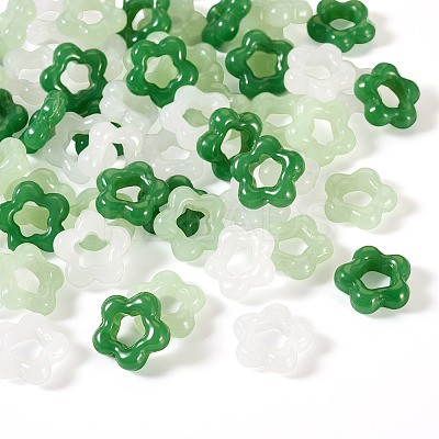 60Pcs 3 Colors Glass Imitation Jade Button Pendants GGLA-TA0002-08-1