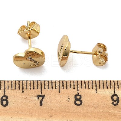Rack Plating Brass Micro Pave Clear Cubic Zirconia Stud Earrings EJEW-K299-01G-J-1