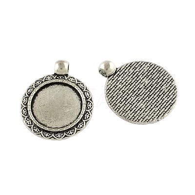 Tibetan Style Zinc Alloy Pendant Cabochons Settings TIBEP-R334-274AS-RS-1
