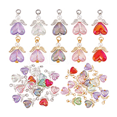 30Pcs 2 Colors Glass Pendants PALLOY-PH01718-1