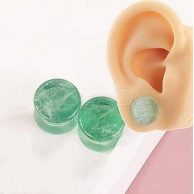 Natural Green Aventurine Ear Gauges Flesh Tunnels Plugs EJEW-P293-02B-1