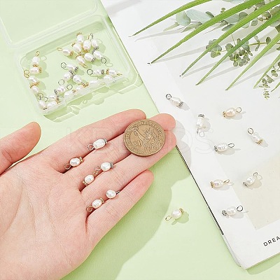 40Pcs 2 Colors Natural Cultured Freshwater Pearl Potato Charms PALLOY-HY00044-1