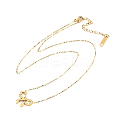 Ion Plating(IP) 304 Stainless Steel Bowknot Pendant Cable Chain Necklaces for Women NJEW-P320-12B-G-1