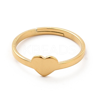 Ion Plating(IP) 201 Stainless Steel Heart Adjustable Ring for Women RJEW-F131-06G-1