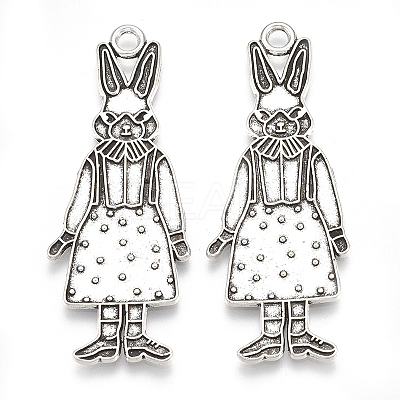 Tibetan Style Alloy Bunny Pendant Enamel Settings X-TIBE-S314-26AS-LF-1