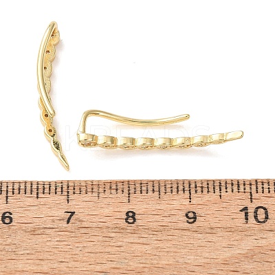 Brass Pave Cubic Zirconia Stud Crawler Earrings KK-CBAA351-04G-1