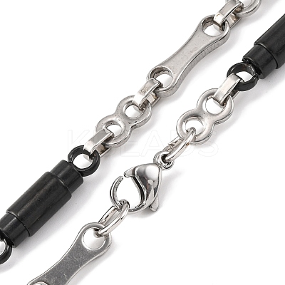 201 Stainless Steel Column Links Chain Necklace NJEW-F222-38EBP-04-1