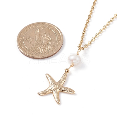 Starfish Pendant Neckelaces for Girl Women NJEW-JN03744-1