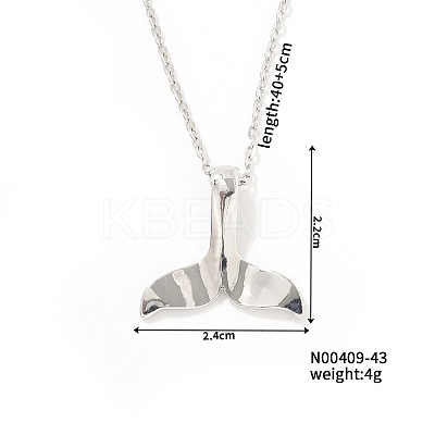 Simple Brass Cable Chain 3D Dolphin Tail Cool Cute Fashion Pendant Necklaces PX5689-1
