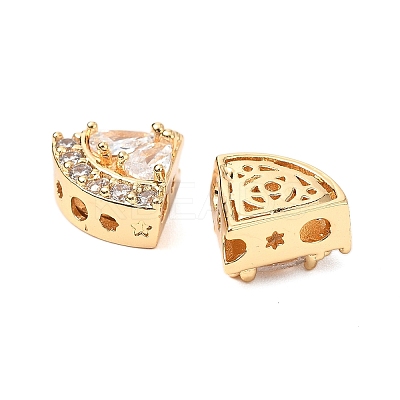 Brass Micro Pave Cubic Zirconia Beads KK-A259-10G-1