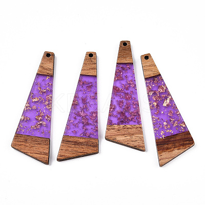 Transparent Resin & Walnut Wood Big Pendants RESI-TAC0017-51-B01-1