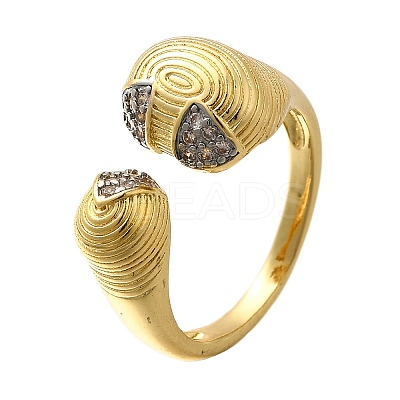 Brass Micro Pave Clear Cubic Zirconia Cuff Rings RJEW-U035-04GP-1