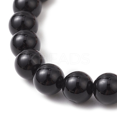 Halloween Dyed & Heated Natural Black Onyx & Synthetic Turquoise Beaded Stretch Bracelets for Women BJEW-TA00665-1