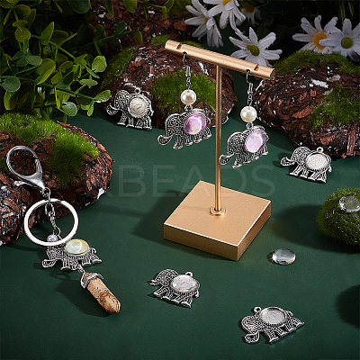 DIY Blank Dome Elephant Pendant Making Kit DIY-PH0013-41-1