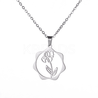 Non-Tarnish 304 Stainless Steel Pendant Necklaces PW-WG57218-04-1