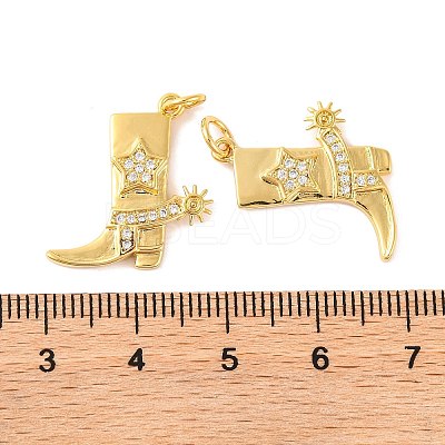 Rack Plating Brass Micro Pave Clear Cubic Zirconia Pendants KK-H486-19G-1