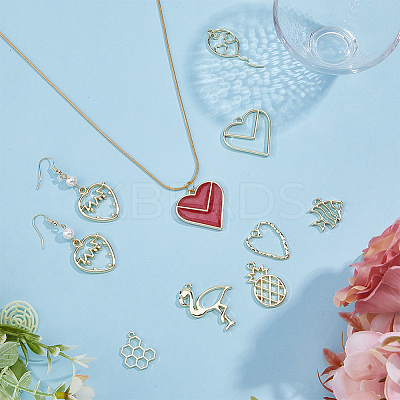 32Pcs 8 Style Rack Plating Alloy Pendants FIND-FH0007-75-1