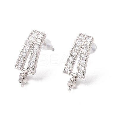 Brass Stud Earrings Findings EJEW-H086-08P-1