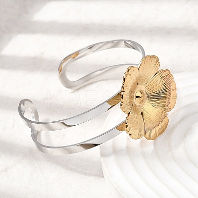 Two-Tone 304 Stainless Steel Cuff Bangles for Women BJEW-Z170-01GP-02-1