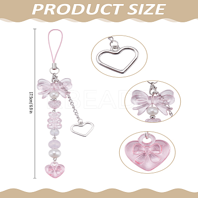 1Pc Alloy Heart Mobile Straps AJEW-LP0004-92-1