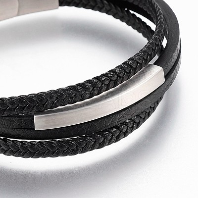 Braided Microfiber PU Leather Cord Multi-strand Bracelets BJEW-K206-H-01P-1