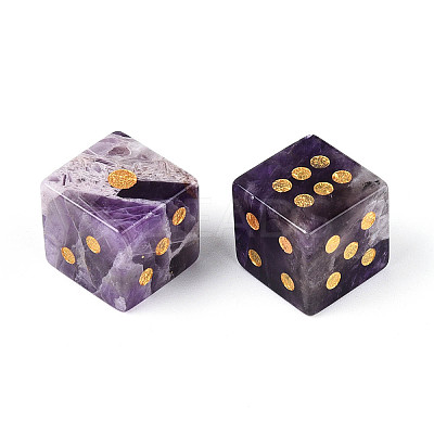 Natural Amethyst Carved Cube Dice T144-07G-1